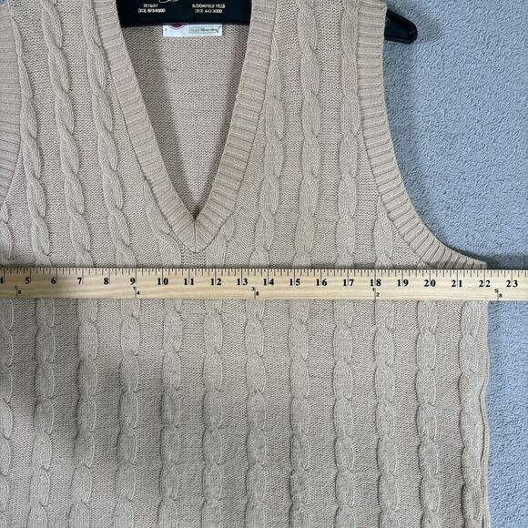 Vintage Sears Kings Road Sweater Vest Cable‎ Knit Tan Size Large Acrylic - Picture 6 of 11